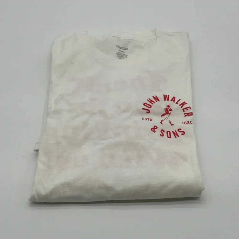 John Walker & Sons Men's T-Shirt White Red Thank You For Drinking with Us Size L